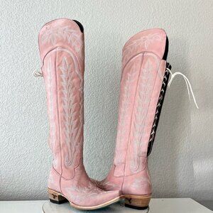 Lane LEXINGTON Over the Knee Womens Cowboy Boots 7 Pink Western Cowgirl Lace up